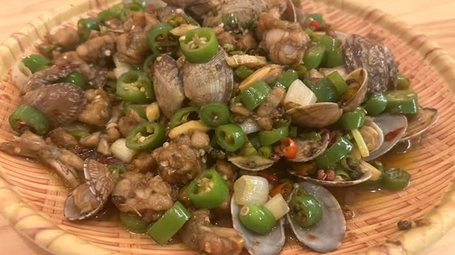 Chili pepper frog with clams from Sanyoung Surf & Turf BBQ, a Chinese restaurant in Bellevue